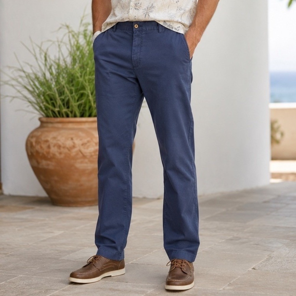 Tommy Bahama Boracay Mens 38x34 Blue Chino Pants Stretch Straight Cotton